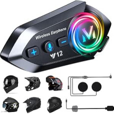 Motorcycle Helmet Headset, Motorcycle Headset Hi-Fi Quality & Waterproof, Wireless Earbuds with Voice Assistant/Bluetooth 5.3/Noise Reduction, Headphones Bluetooth Compatible with Most Helmets