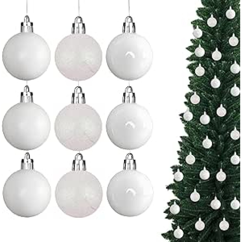 Kalėdiniai baubliai Atsparūs dužimui balti 50 mm Pakuotė 9 Kalėdų eglutės baubliai Bauble Ornaments Balls Kalėdų dekoracijos Kalėdų dekoracijos Kalėdų dekoracijos Kalėdų dekoracijos Shiny Matte Glitter