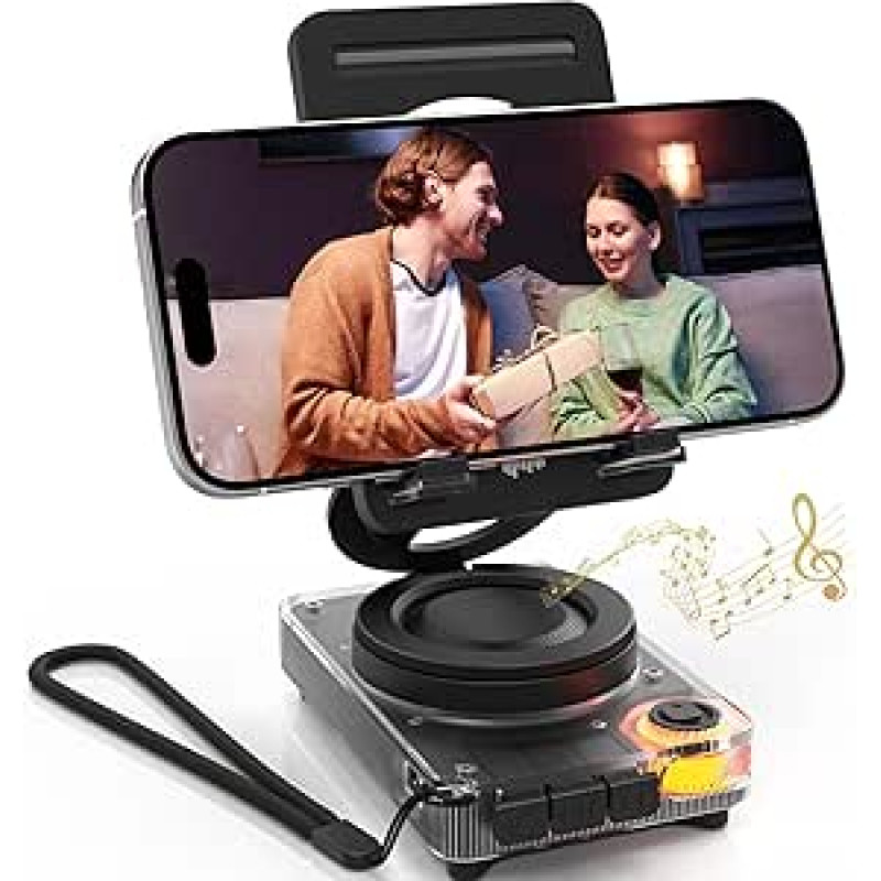 Handy-Ständer mit kabellosem Bluetooth-Lautsprecher, tragbarer Schreibtisch-Lautsprecher mit HD-Sound, TF/microSD-Kartensteckplatz, kompatibel mit iPhone/Galaxy, für Zuhause & Outdoor, Geschenk für