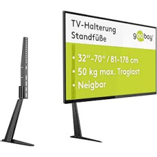 goobay 78770 TV stovas, skirtas 32-70 colių (81-180 cm) televizoriams ir monitoriams / reguliuojamas pakreipimo aukštis / plokščias ir išlenktas TV stovas iki 50 kg, juodas, 32-70 colių