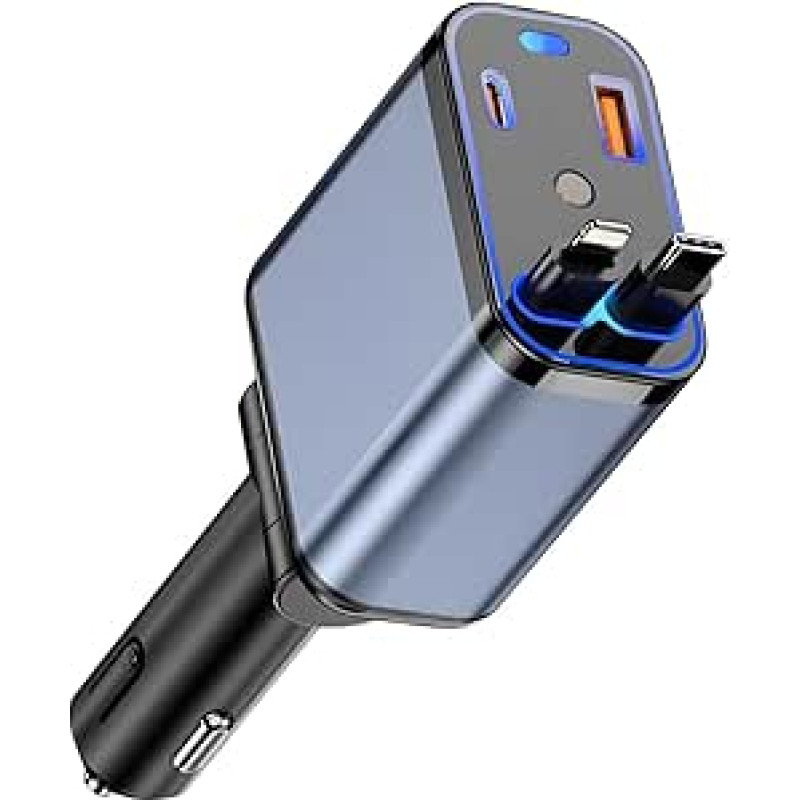 JNNJ automobilinio įkroviklio adapteris, ištraukiamas automobilinio įkroviklio adapteris, greito įkrovimo automobilinio įkroviklio adapteris, 4-in-1 cigarečių žiebtuvėlio automobilinis įkroviklis, automobilio universalus interjero dekoratyvinis elementas 