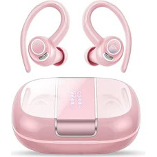 Kabellose Ohrhörer, Bluetooth 5.3 Ohrhörer mit Sport-Ohrstöpseln mit Ohrbügel, Hellrosa