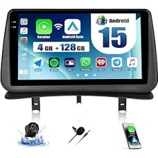 CAMECHO 4+128G 9 Inch Android 13 Sat Nav Car Radio for Renault Clio 3th 2005-2014 with Reversing Camera, Wireless Carplay Bluetooth Radio with Android Car GPS FM/RDS WiFi Mirror Link + 1280 x 720