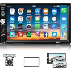 Hodozzy Car Radio 2 DIN Car Stereo Bluetooth with 7 Inch Touch Screen, Multimedia Player Car Screen with Rear View Camera, Supports MirrorLink/FM Radio/USB/AUX/TF/SWC Double DIN