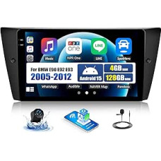 CAMECHO 4+128G 9 Inch Android 15 Car Radio for BMW E90 E92 E93 2005-2012 with Reversing Camera, Navigation Bluetooth Radio with Wireless Carplay Android Car GPS WiFi FM/RDS Mirror Link + Canbus HD