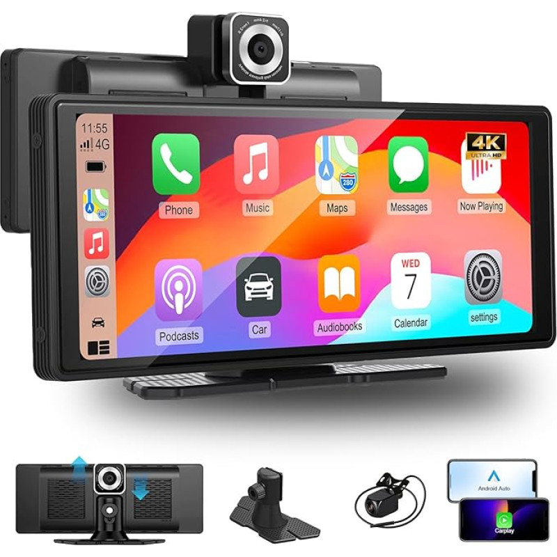 LEXXSON 10,26 colių nešiojamas automobilinis radijas su belaidžiu 