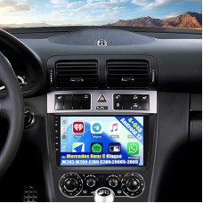 SIXWIN 4+64G Android 13 automobilinis radijas Mercedes Benz C klasės W203 W209 C180 C200 2005-2009 su Carplay/Android Auto/Mirrorlink, 9 colių talpinis jutiklinis ekranas palaiko WiFi/GPS/FM/Bluetooth/SWC