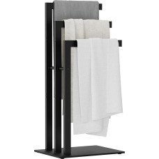 OUTBROS Freestanding Towel Rack, Stainless Steel with 3 Steel Tubes, Clothes Rack for Bath Towels, Clothes, 40 x 30 x 80 cm, Black