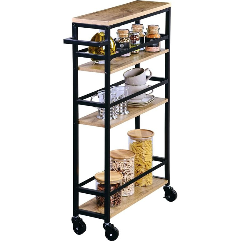 Kesper Nišinis vagonas, medžiaga: metalas ir FSC sertifikuota medžio drožlių plokštė, matmenys: Š 50 x V 81 x G 15 cm, spalva: natūrali/juoda, 27842