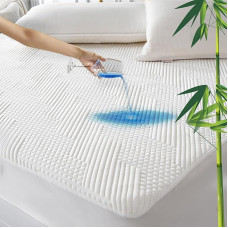 GRT čiužinio apsauga Topper 90 x 200 cm, vandeniui atsparus čiužinio užvalkalas Bamboo 3D Air Bamboo Fibre Cooling Mattress Cover, prigludęs lapų užvalkalas Topper Protector Cover tinka čiužiniams iki 30 cm aukščio