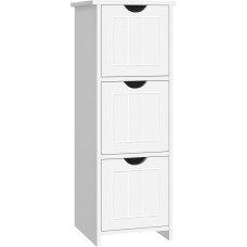Sweetcrispy Slim Modern Bathroom Cabinet with 3 Drawers, High Gloss White, Large Storage Space, Bathroom Chest of Drawers, 32 x 30 x 81 cm