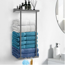 Rankšluosčių laikiklis be gręžimo - ištraukiamas rankšluosčių laikiklis sieninis lipnus su didele saugojimo erdve Svečių rankšluosčių laikiklis Vonios rankšluosčių laikiklis, skirtas vonios kambariui ir virtuvei, 38-75 cm (pilkas)