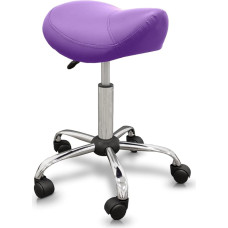 QUIRUMED Pony taburetė Ergonomiškas plieninis rėmas Violetinės spalvos dirbtinės odos paminkštinimas Reguliuojamo aukščio paminkštinta sėdynė Sukamieji ratai 150 kg