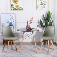 H.J WeDoo Table and Chairs Set, Dining Set, Black Table with 2 Grey Chairs for Dining Room, Kitchen, Living Room