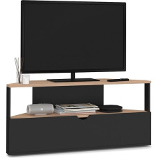 IDMarket - 100 cm kampinis televizoriaus stovas ELI Medžio efektas, buko efektas, juodas