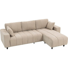 HOMCOM Corner Sofa, 3 Seater Couch with Reversible Chaise Longue, Cushion, L Shape Sofa, Padded Corner Couch with Linen Look for Living Room, Bedroom, 242 x 156 x 87 cm, Beige
