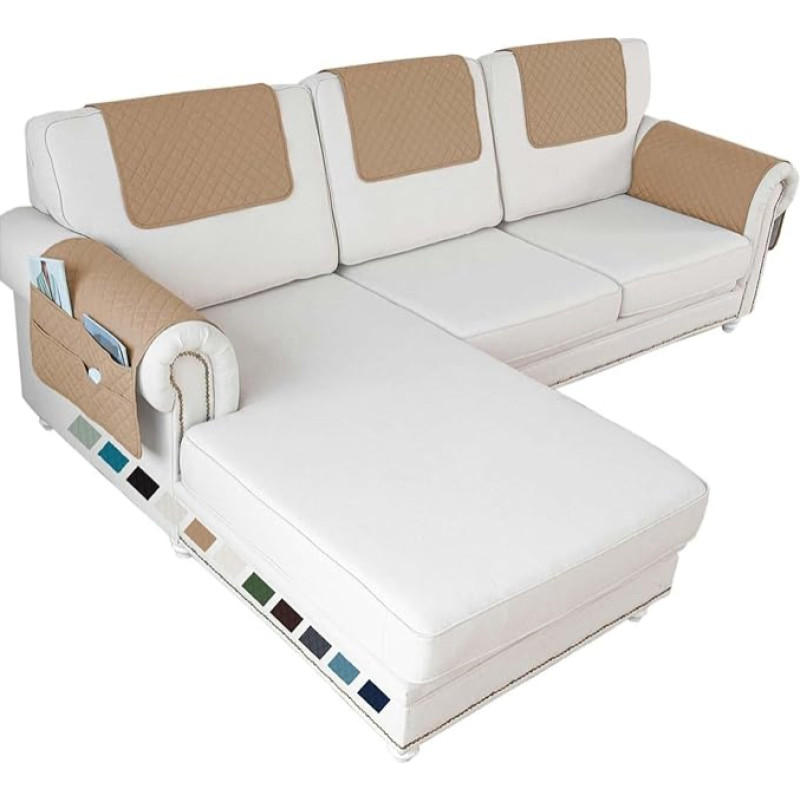 Fotelio apsauga kėdėms su porankiais, 1/2/3 vietų kėdės užvalkalas, vandeniui atspari ir neslystanti baldų apsauga sofai, kėdei (chaki, kėdė Lounge)