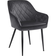 SONGMICS valgomojo kėdė, fotelis, minkšta kėdė su porankiais, sėdynės plotis: 49 cm, metalinės kojos, aksominis apmušalas, išlaiko iki 110 kg svorį, tinka darbo kabinetui, svetainei ar miegamajam