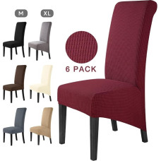 Elegantiški kėdžių užvalkalai, 6 vnt., elegantiški kėdžių užvalkalai, elastingas kėdžių užvalkalas, elastingas spandeksas, XL kėdžių užvalkalai, universalus elastingas užvalkalas, nuimamas, skalbiamas kėdžių užvalkalas viešbučiui, didelėms valgomojo kėdėm