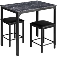 HOMASIS Dining Table Set with Dining Chairs, Bar Table Set with 2 Bar Stools, Dining Set with Seat Cushions & Pedals, Wooden & Metal Seating Set, Kitchen Table, Bar Table for Living Room, Dining Room