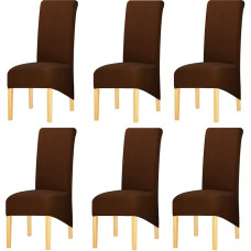 Kietas audinys Stretch XL aukštos atgal kėdės apima valgomojo kambarys, Spandex didelis valgomojo kėdė Slipcovers namų maisto restoranas viešbutis (kava, rinkinys 6)