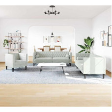 Gecheer 3385867 Sofos komplektas, šviesiai pilkas aksomas, šiuolaikinė sofa su minkštasuoliu svetainei, miegamajam, žaidimų kambariui