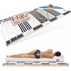 Matratzen Perfekt 7 zonų ortopedinis skersinis rėmas 100 x 200 cm - fiksuotas galvūgalis ir kojūgalis, reguliuojamo kietumo skersinis rėmas, guminiai pakabai ir 44 skersiniai