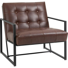 homcom Industrinio stiliaus dygsniuotas fotelis su sagomis iš metalo ir PU rudos spalvos