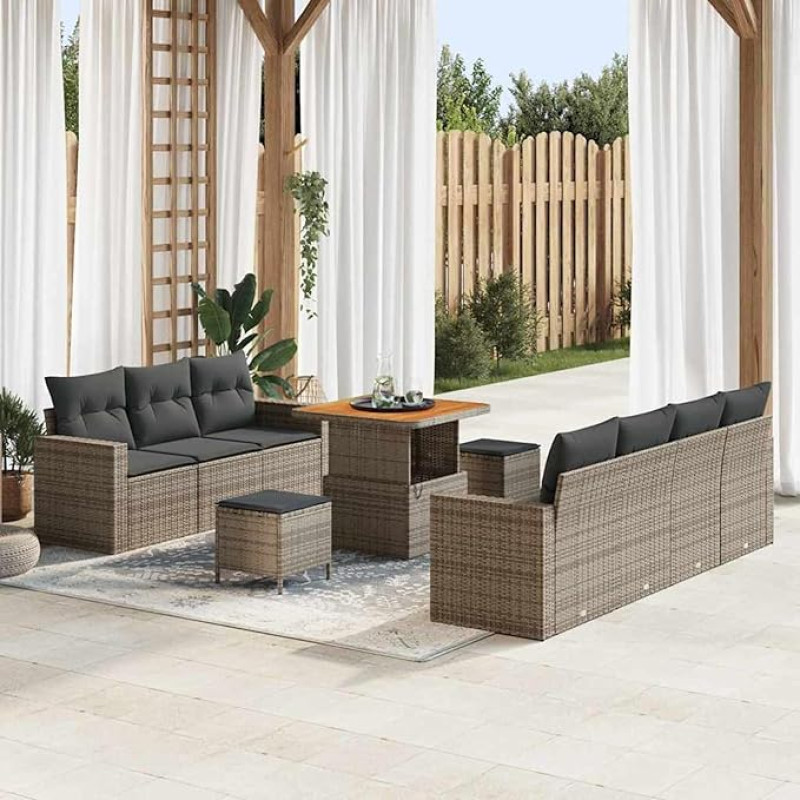 Garten-Sofa-Set mit Kissen 10 pcs Grau 80 x 80 x 71 cm Sofa Gartenm?Bel Modelis3363528