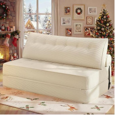 HOMMPA Sulankstoma sofa lova, paverčiama 3-in-1 sofa lova Miegamojo kėdė su pagalvėle Pupelių maišas Sofa kėdė Patogi sofa lova Grindys Sofa Lounge miegamajam Svetainė Smėlio spalvos 150 cm