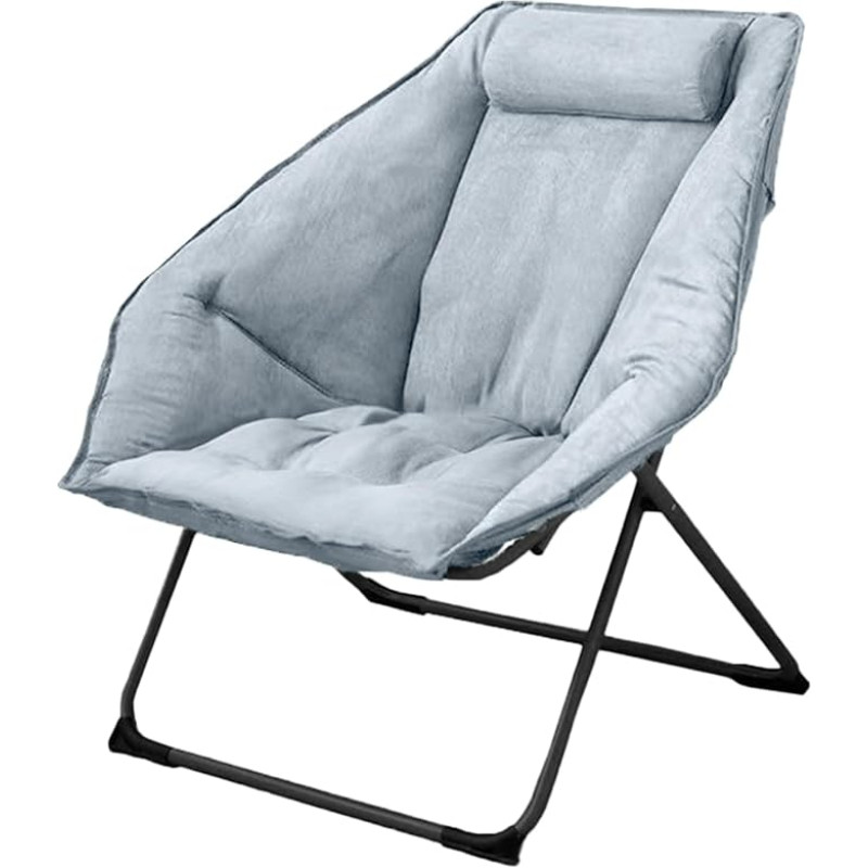 Sechseckiger Stuhl, faltbarer Wohnzimmerstuhl, Untertassenstuhl für Erwachsene, bequemer Schlafzimmer-Loungestuhl, Mondstuhl, fauler Klappstuhl für Schlafsaal (Stuhl-Grau)