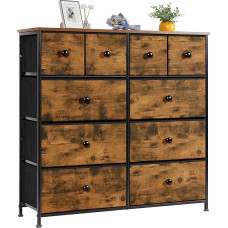 LYNCOHOME Komoda su medžiaginiais stalčiais, staliukas su 10 medžiaginių stalčių, stalčių spintelė, virtuvės, biuro, prieškambario baldai, TV spintelė su stalčiais