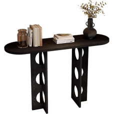 Konsolentisch Aus Massivholz,Moderner Sofa- und Console Table,Massivholzrahmen, riss- und verzugsfrei, klare Maserung,T-förmige Beine,für Eingang, Flur, Vorzimmer, Wohnzimmer.(Nero,100*35*80cm)