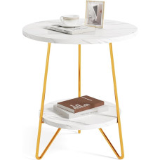 LITTLE TREE Baltos ir auksinės spalvos 2 pakopų apvalus šoninis staliukas