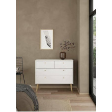 Dmora Tiffany Chest of Drawers, Multi-Purpose Chest of Drawers, Bedroom Chest of Drawers, 99 x 39 x 39 x 82 cm, White