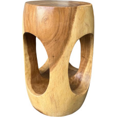 Medinis staliukas - kavos staliukas Gėlių taburetė - rankų darbo - suapvalintas su O formos kakleliu Samano mediena - 50 x 30 x 30 cm