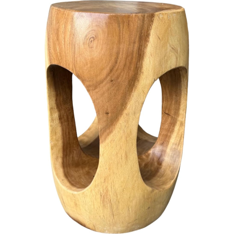 Medinis staliukas - kavos staliukas Gėlių taburetė - rankų darbo - suapvalintas su O formos kakleliu Samano mediena - 50 x 30 x 30 cm