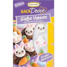 Günthart 8 Edible Decorations as Rabbits, Bunny, Carrot, Carrot Made of Fine Icing, Pack of 1 (20 g)