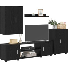 Wohnzimmermöbel-Set, TV-Schrank, modernes Wohnzimmermöbel, Eiche, Schwarz, Holz