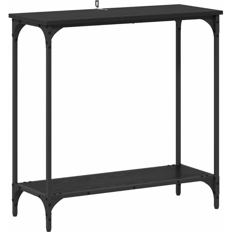 Konsolentisch Industriestil Wohnzimmertisch Schmal Sofatisch Flurtisch mit offene Ablage, Metallrahmen, Schwarz Eichen-Optik 75 x 30.5 x 75 cm