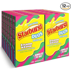 Starburst Duos Singles To Go Powdered Drink Mix, Strawberry Watermelon, 12 Boxes with 6 Packets Each - 72 Total Servings, Sugar-Free Drink Powder, Just Add Water, 6 Count (Pack of 12)