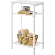 Hoctieon 3stufiger Beistelltisch, Telefontisch, Beistelltisch mit Stauraum, Kleiner Nachttisch für kleine Räume, Metallgestell, für Wohnzimmer, Schlafzimmer, Sofa, einfache Montage, Weiß