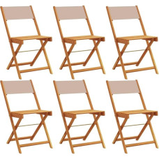 vidaXL Folding Garden Chairs Taupe Fabric and Solid Wood Pack of 6