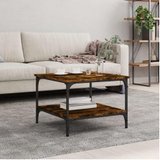 Coffee Table Smoked Oak 55 x 55 x 40 cm Wood Material Small Side Table Coffee Table Small Table Living Room for Bedroom Office Outdoor Living Room