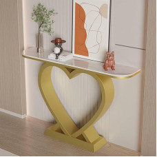 Schmaler Flurtisch mit Steinplatte Moderner Dekotisch für Kleine Wohnzimmer und Eingangsbereiche(Gold,120x30x80cm)