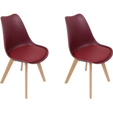 THE HOME DECO FACTORY HD6232 2 skandinaviškos kėdės Polipropileno paminkštintas bordo medis 46,2 x 52 x 86,4 cm