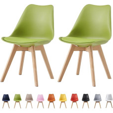 mcc direct Dining Room Chairs Set of 2 Kitchen Chairs Office Chairs Designer Shell Chair EVA (Green)