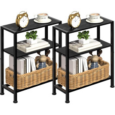 Siauras šoninis staliukas, skirtas nedidelei erdvei, 2 pakopų mažas šoninis staliukas su lentynos laikikliu, siauras naktinis staliukas, 