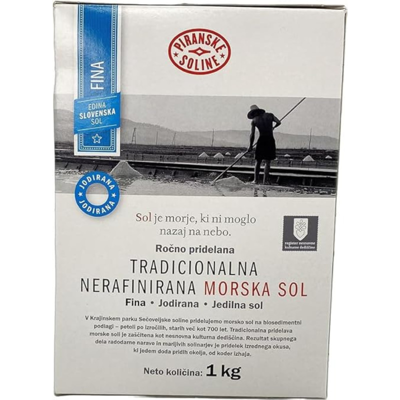 Tradicinė joduota nerafinuota jūros druska (1 kg maišelis) - ekologiška ir nerafinuota jūros druska, tinkama maistui gaminti ir valgomajai druskai (35 oz) (1)