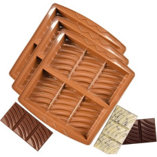 3 x Silicone Chocolate Bar Molds, Extra Deep Nutrition Cereal Bar Moulds for Praline, Homemade Candy, Snack, Protein Bars, Food Grade Non-Stick Tray for Baking and Freezing, 7.72 x 7.09 x 0.79 Inches